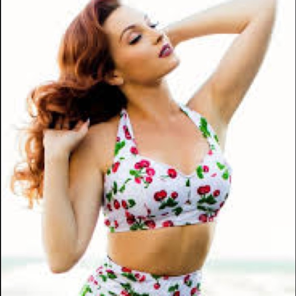 Pinup girl cherry high waist bikini